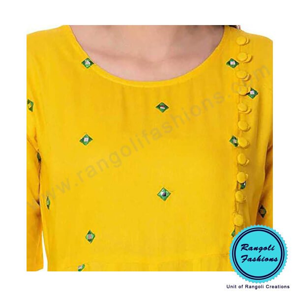 Anarkali Yellow Kurti View2