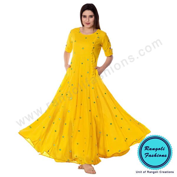 Anarkali Yellow Kurti View3