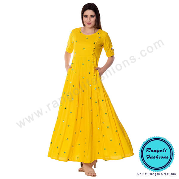 Anarkali Yellow Kurti View4