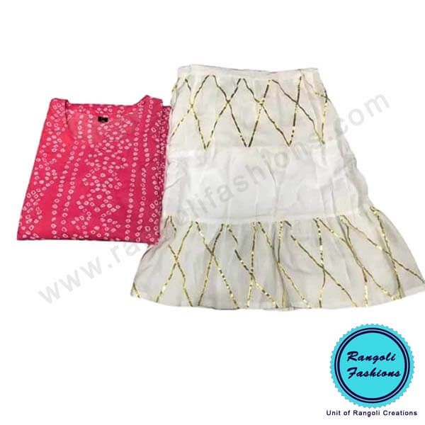 Bandhani Printed Kurti Pink View 5