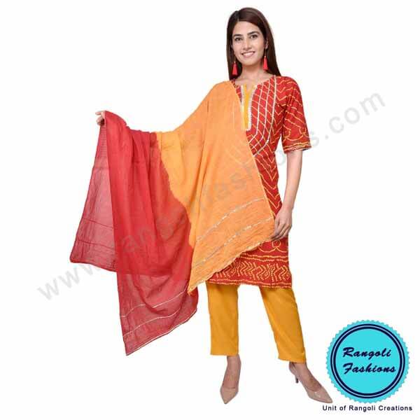 Bandhani Printed Yellow Cotton Kurti Bandhani Printed Yellow Cotton Kurti
