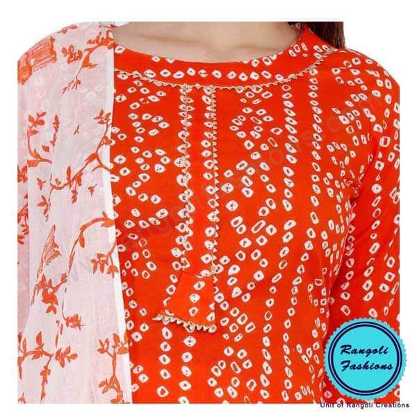 Bandhani Skirt Kurti Orange View 2