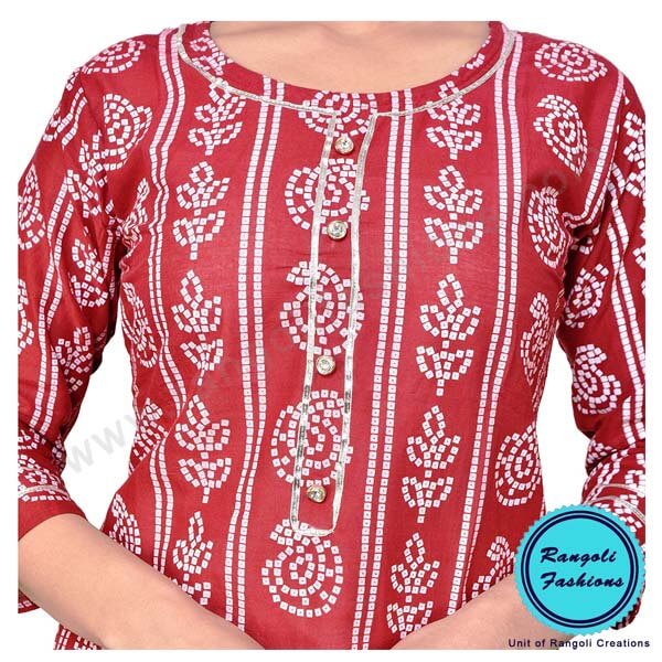 Bandhani Skirt Kurti Red View 5