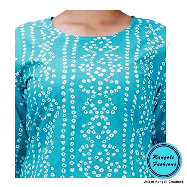 Bandhani Sky Blue Kurta View 2