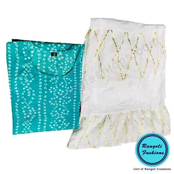 Bandhani Sky Blue Kurta View 3