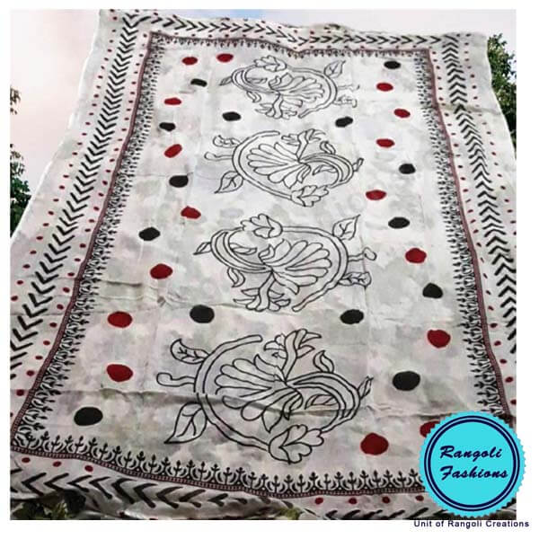 Black and White Cotton Printed Kurti Palazzo View 4