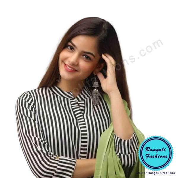 Black and White Stripped Designer Kurti View 5