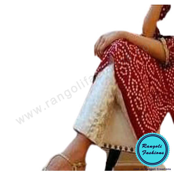 Cotton Kurti Red Bandej Bandhani Print View 2
