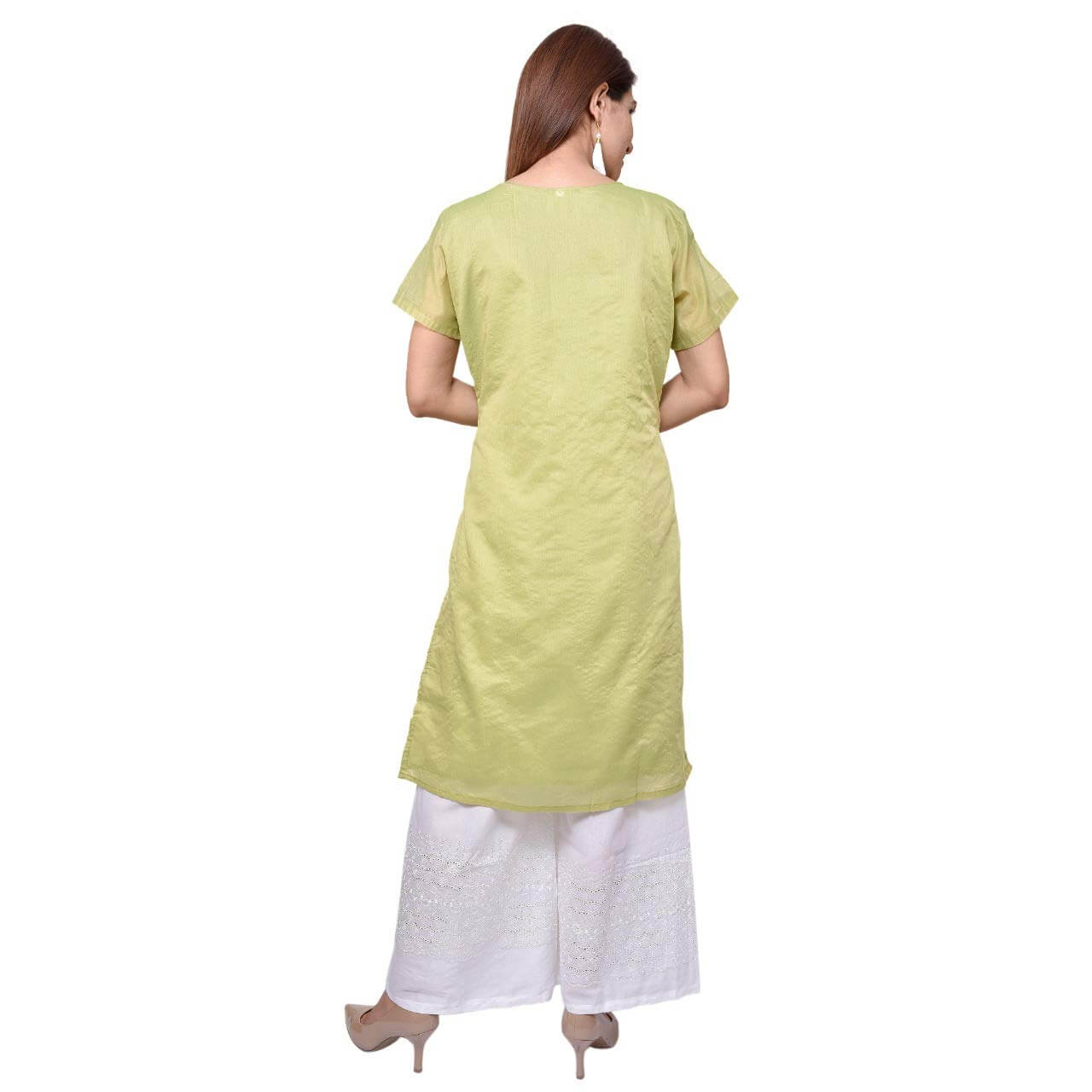 Embroidered Model Cotton Kurti Palazzo View 1