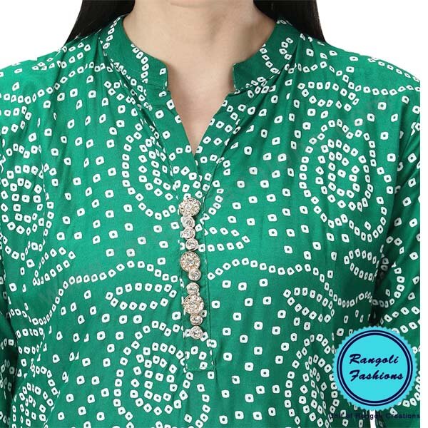 Printed Kurti and Pant Set Green View5