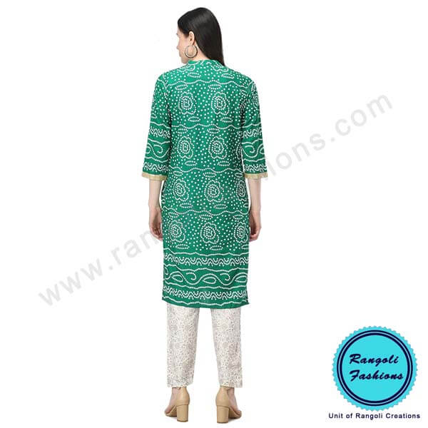 Printed Kurti and Pant Set Green View6