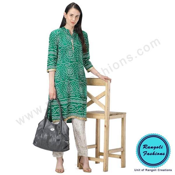 Printed Kurti and Pant Set Green View7