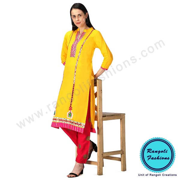 Rayon Kurti Pant Dupatta Set View 6