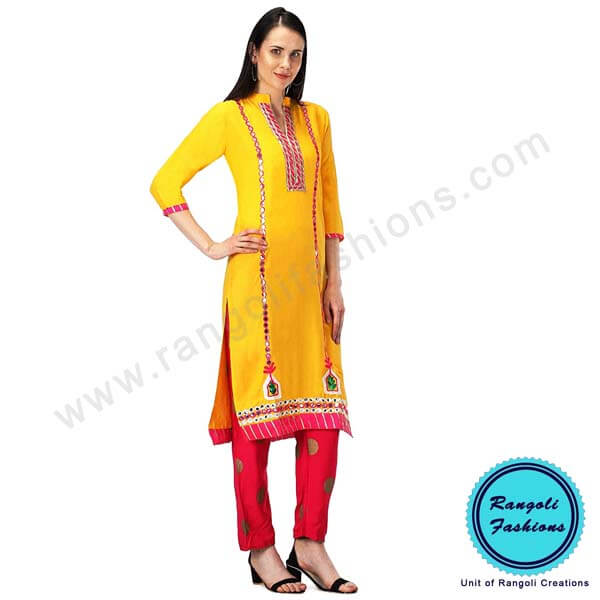 Rayon Kurti Pant Dupatta Set View 7