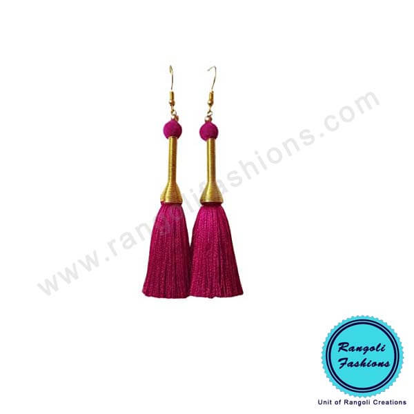 Tassel Earring Silk Thread Pink