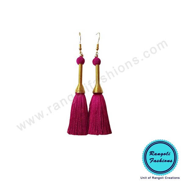 Tassel Earring Silk Thread Red