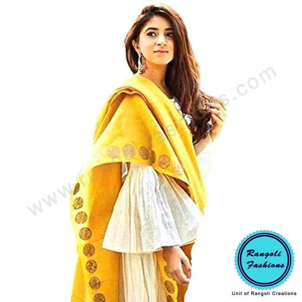 White Bell Kurti Yellow Pant View2